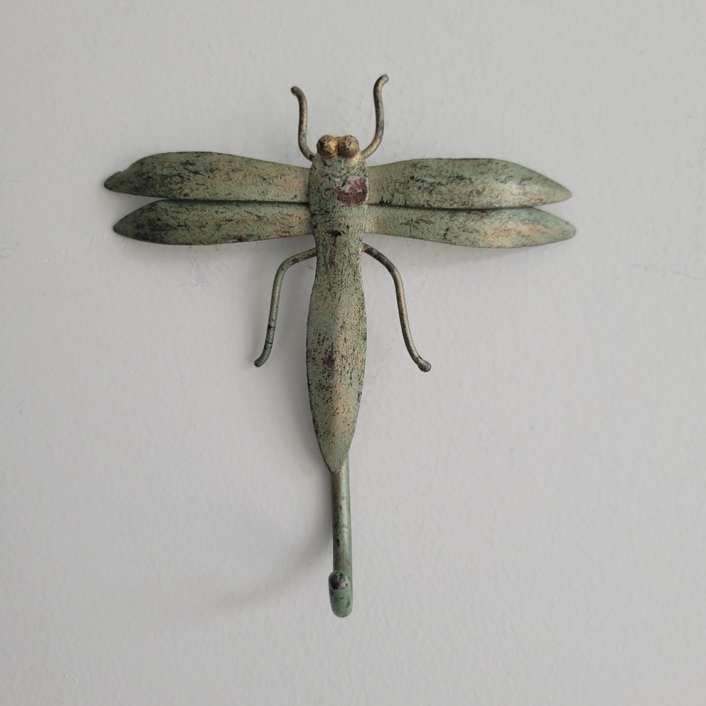 Green Metal Dragonfly Wall Hook